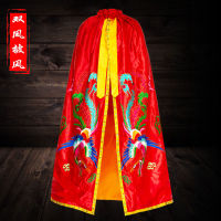 Double phoenix cloak empress Phoenix robe fairy grandmother robe Yellow Red Buddha robe God robe Buddha Hall embroidered Cloak