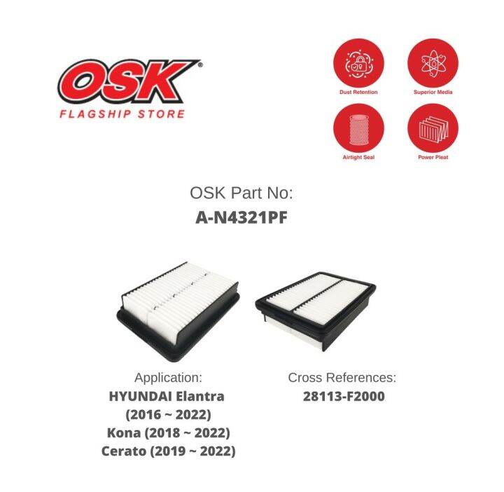 OSK AIR FILTER for HYUNDAI Elantra Engine Air Filter (2016 2022) Kona