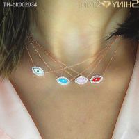 ■ New 925 Sterling Silver Evil Eye Statement Necklace Boho CZ Crystal Enamel Eye Pendant Choker For Women Wedding Jewelry