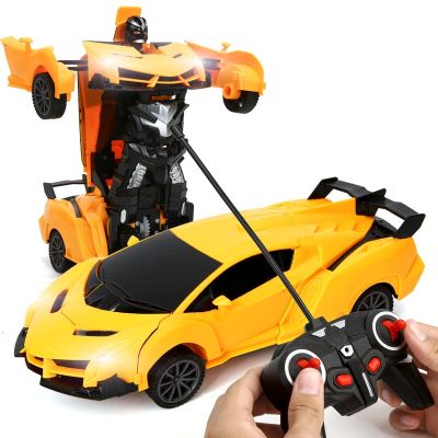 รถของเล่นชุด Rc Transformer 1/2ใน1หุ่นยนต์แปลงร่างได้โมเดลรถแข่งของเล่น Mobil Remote Control ของเล่นต่อสู้ของขวัญวันเกิดของเด็กผู้ชาย
