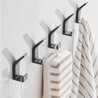 ✘¤☸ Aluminum Alloy Black Robe Hook Wall Hook Towel Hook Self Adhesive Rustproof Hook Hanger For Bathroom Kitchen Hardware