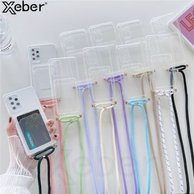 「Enjoy electronic」 Lanyard Necklace Clear Wallet Card Bag Phone Case For Samsung A73 A53 5G A51 A71 A50 A70 A21S A41 M51 M31S M62 M40 M21 M11 Cover