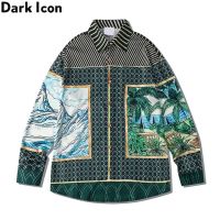 ♧ↂ◆ เสื้อเชิ้ตแขนยาวแฟชั่นสไตล์สตรีทสําหรับผู้ชาย Dark Icon