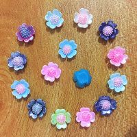 100Pcs 12mm mix Resin Flowers Decoration Crafts Flatback Cabochon For Scrapbooking Kawaii Cute Diy Accessories