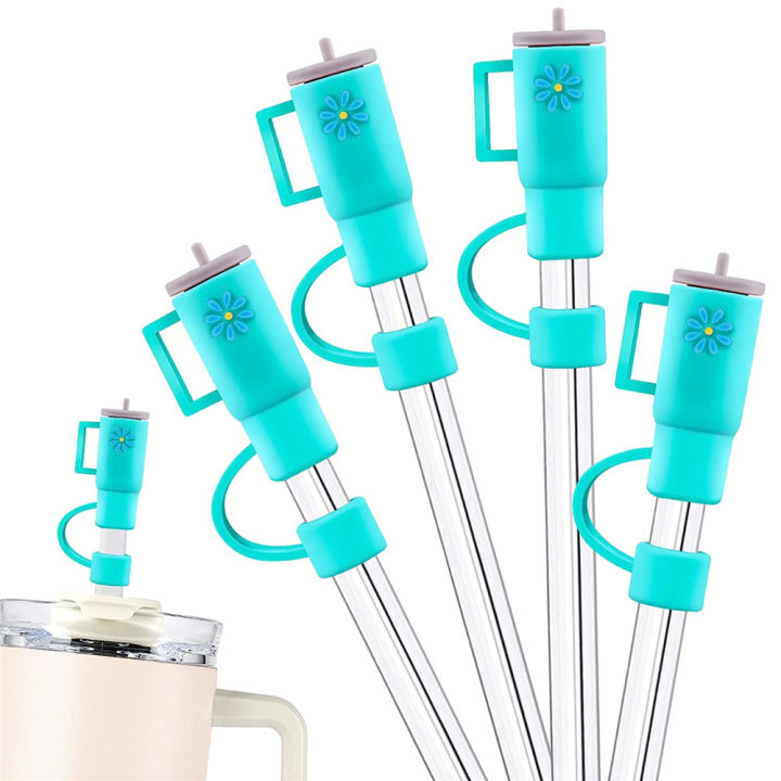 Dust Cap Straw Cover Cap 4PCS Silicone Straw Topper Compatible with Stanley  30&40 Oz Tumbler with Handle Water Cup