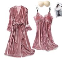 Velour 2PCS Bride Bridesmaid Wedding Robe Gown Set Autumn Winter Sexy Backless Strap Top Women Sleepwear Louge Bathrobe Gown