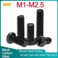 50/ 100pcs Black Round Head Cross Screw M1 M1.2 M1.4 M1.6 M1.7 M2 M2.5 Recessed Phillips Pan Head Electronic Small Screw DIN7985 Screw Nut Drivers