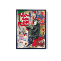 Banksy Art Canvas Posters Frame and Prints Funny Monkeys Graffiti Street Art Wall Pictures Have Metal Frame Modern Room Decor