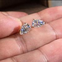 Luxury Crystal Water Drop Stone Earrings Pear Cut White Zircon Wedding Earrings Dainty Gold Silver Color Stud Earrings For Women