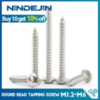 NINDEJIN Cross Recessed Round Head Tapping Screw M1.2 M1.4 M1.7 M2 M2.3 M2.6 M3 M4 M4.2 M5 M6 Stainless Steel  Wood Screw Fasteners