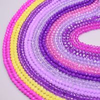 hotx【DT】 6mm 8mm Pink Dyeing Rondelle Glass Beads Flat Faceted Loose Spacer for Jewelry Making