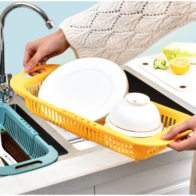 【CC】 Expandable Draining Basket Saver Over The Sink Strainer Vegetable Cleaning Gadgets