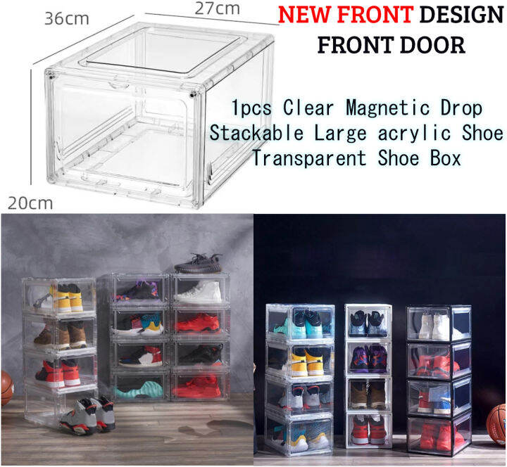 Design Magnetic Clear Acrylic Shoe BOX Front & Side High-Grade Premium ...