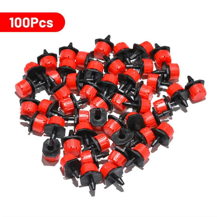 สปริงเกลอร์รดน้ำแบบหยดปรับได้50-100ชิ้นเครื่องมือหยดน้ำเรือนกระจกสำหรับทำสวนสายยาง4-7มม