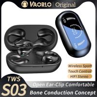 VAORLO-Fone de Ouvido Condução Óssea Bluetooth 5.2 Clip no Ouvido Fones De Ouvido Sem Fio Hifi Sports Headsets Gancho com Microfone