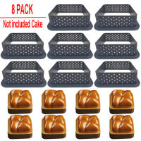 [ขายร้อน] 8PCS แม่พิมพ์เค้ก Non Stick Bakeware Perforated Cutter Square-Shape Mousse Circle RingDessert DIY Tart ตกแต่ง