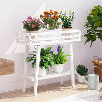 UNHO 2-tier ชั้นวางดอกไม้ ชั้นวางกระถางดอกไม้ Modern Garden Plant Shelf ชั้นวางดอกไม้ ตกแต่งบ้านในร่ม Wood Flower Stand สำหรับตกแต่งห้องนั