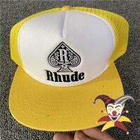 【cw】 Mesh RHUDE Baseball Cap 1:1 Top Embroidery Adjustable Patchwork Hat