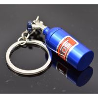 Car Key Ring NOS Nitrous Oxide Bottle Style Keychain Aluminum Alloy Decoration Keyring Key Chain Automobile Accessories