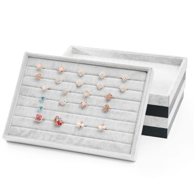 Velvet Stackable Jewelry Tray Ring and Necklace Display Tray Jewelry Organizer Box for Store Storage Earring Holder Stand