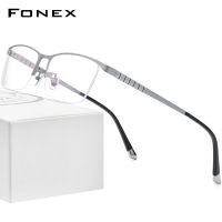 FONEX แว่นตาไทเทเนียมสำหรับผู้ชาย,แว่นตาทรงสี่เหลี่ยม2020ใหม่เสื้อครึ่งออปติคอล Tiktok กรอบแว่นตาสไตล์เกาหลีวัยรุ่นสิงคโปร์แบรนด์ F85640