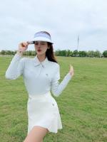 2023 High quality new style womens golf long-sleeved Korean style slim fit and slim golf top fashion all-match golf womens skirt suit golf