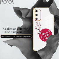 Soft Shockproof Case for Samsung A11 A12 A13 A20 A30 A20S A21S A22 A23 4G 5G Painted Plum Blossom Branches TPU Electroplating Square Drop-proof Protective Cover