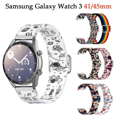 （A creative）20มิลลิเมตรดอกไม้พิมพ์สายสำหรับ Samsung Galaxy นาฬิกา3 41มิลลิเมตรสร้อยข้อมือ22มิลลิเมตรสายนาฬิกาข้อมือสำหรับ G Alaxy นาฬิกา46มิลลิเมตรเกียร์ S3 Amazfit Bip GTS