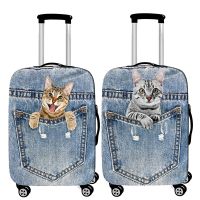 Denim Pocket Cat Luggage Cover Luggage Protective Covers for18-32 Inch Trolley Case Suitcase Case Dust Cover Travel Accessories