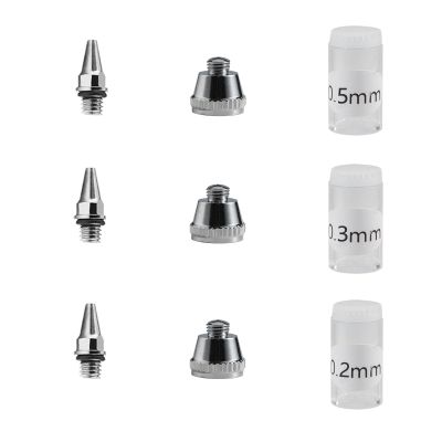 【hot】◕∋™  0.2mm 0.3mm 0.5mm Airbrush Nozzle Cap Spray Gun Nozzles Replacements Parts for WD-130 Accessories