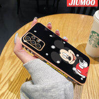 JIUMOO เคสปลอกสำหรับ Samsung Galaxy A32 5G A32 4G M32 5G การ์ตูน Mickey Mouse ซิลิโคนชุบหรูหราเคสมือถือขอบสี่เหลี่ยมกันกระแทกเต็มรูปแบบฝาครอบด้านหลังป้องกันเลนส์กล้อง