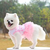 Summer Dress for Dog Cute Princess Dog Clothes Puppy Skirt Cat Clothes Peach Flower Mesh Dress Summer Pet Clothes Cat Clothes Clothing Shoes Accessori