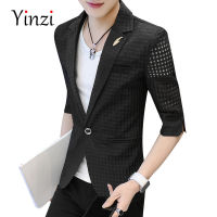 YINZI 2021ชุดชายฤดูร้อน Breathable Ultra-ชุดรัดรูปหล่อหนุ่ม Sun ป้องกัน Blazer