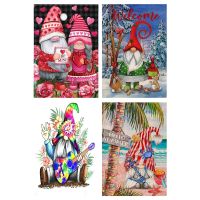 [COD] New diy 5d diamond painting cross-border dwarf snowman combination four-piece living room decoration