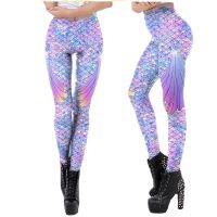 KDK1995 New European and American Fish Scale 3D Digital Printing Magic Slim Fit Pants Sports Yoga Nine Point Leggings