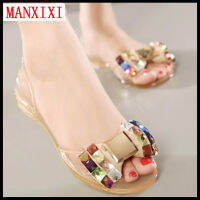 MANXIXI ผู้หญิงเลื่อมสวยเซ็กซี่ Jelly Ballet Flats รองเท้าแตะ (ขนาด 35-40)