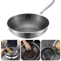 Stainless Steel Wok Chinese Pan Frying Nonstick Lid Cookware Grilling Electric Furnace Pasta Serving Plate Cooking