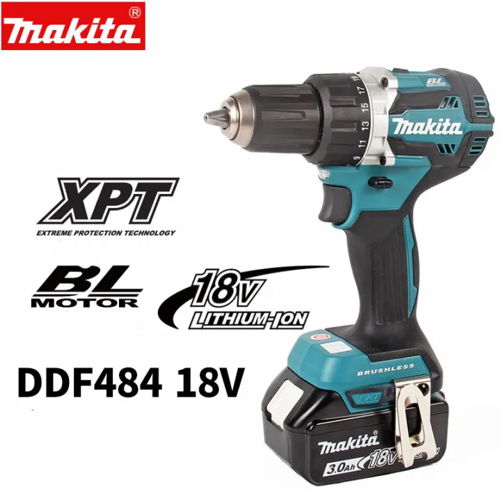 ของแท้-100-makita-สว่านไร้สาย-ddf484-ไขควงไร้สาย-ไขควงไร้แปรงถ่าน-มาพร้อมกับแบตเตอรี่ลิเธียม-18v-สองก้อน-เครื่องมือไฟฟ้า