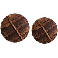 2x Multi-Functional Wooden Pot Cover Handle Pan Lid Eco-Friendly Anti-Scalding Wood Baking Pot Lids Cover 36cm &amp; 30cm