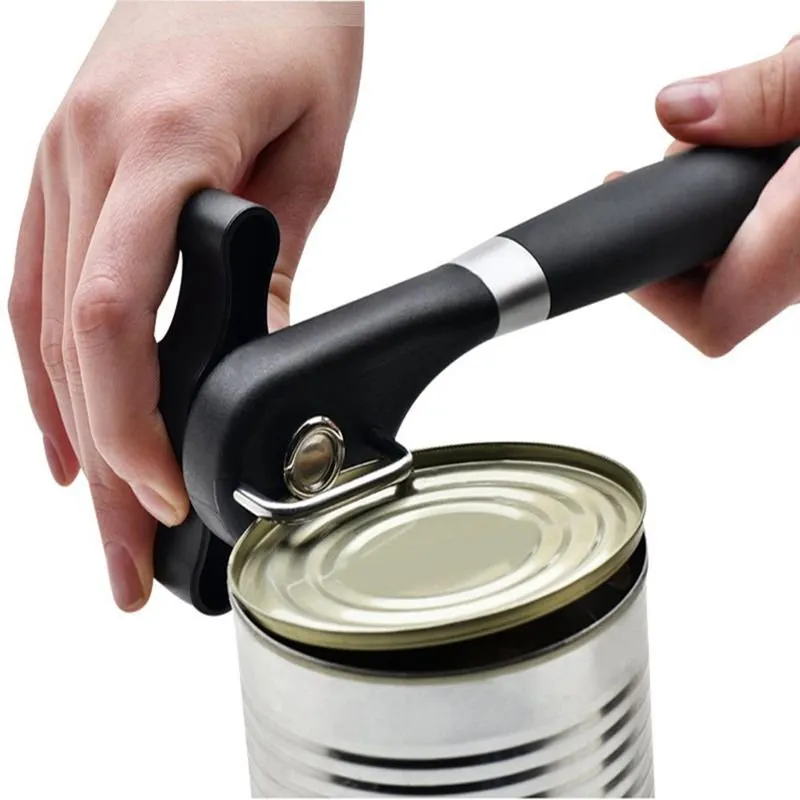 Can Opener Smooth Edge Manual Stainless Steel Handy Easy Turn Knob Open Jar  Lid