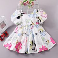 Summer Girl Mickey Minnie Mouse Casual Dress Toddler Daisy 100% Cartoon Puff Sleeve Clothes Kids Backless Princess Dresses 2-8T  by Hs2023