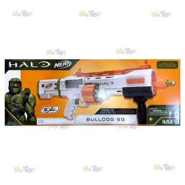  NERF Halo MA40 Motorized Dart Blaster - Includes Removable  10-Dart Clip, 10 Official Elite Darts, and Attachable Rail Riser, White :  Toys & Games