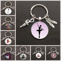 Ballet Dancer Figure Silhouette Keychain Glass Convex Ballet Girl Oil Painting Keychain Suitable For Girls Who Love Dancing Drawing Painting Supplies