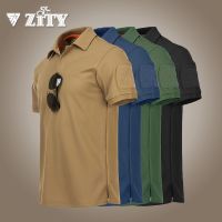 ZITY Men Military Tactical Polos Outdoor Sport Quick Dry Lapel Short Sleeve T Shirts Summer Hiking Training Tee Men Clothing Casual Polo Tops TCT0002