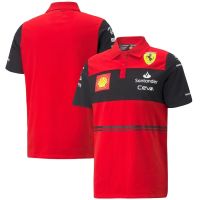 เสื้อโปโลสำหรับผู้ชายเสื้อ F1 2022 2023 Scuderia Ferrari Team Charles Leclerc เสื้อยืดทีมโปโล