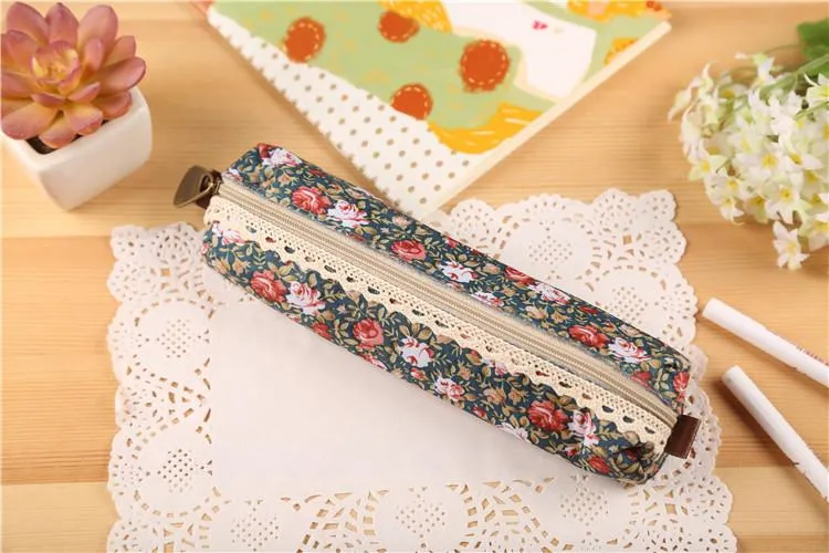 Flower Floral Lace Pencil Case, Mini Floral Lace Pencil Case