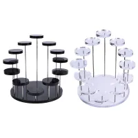 2 Pcs Acrylic Display Stand for Jewelry/Cake Dessert Rack Wedding Birthday Party Decoration Tools, Black &amp; Transparent