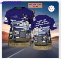 Customized 3D All over Print Truck On Shirt Blue Trucker Man T Shirt Trucker Uniform