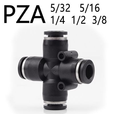 PZA Pneumatic Quick Connector PU Air Pipe 5/32 1/4 5/16 3/8 1/2 inch Hose Air Pipe Connector Y-type Four-way Quick Connector Pipe Fittings Accessories