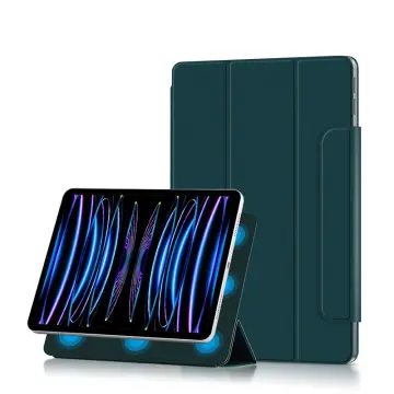 For Ipad Pro 12.9-inch (2021)/(2020)/(2018) Tablet Case Auto Wake/sleep  Origami Stand Pu Leather + Acrylic Cover - Dark Blue